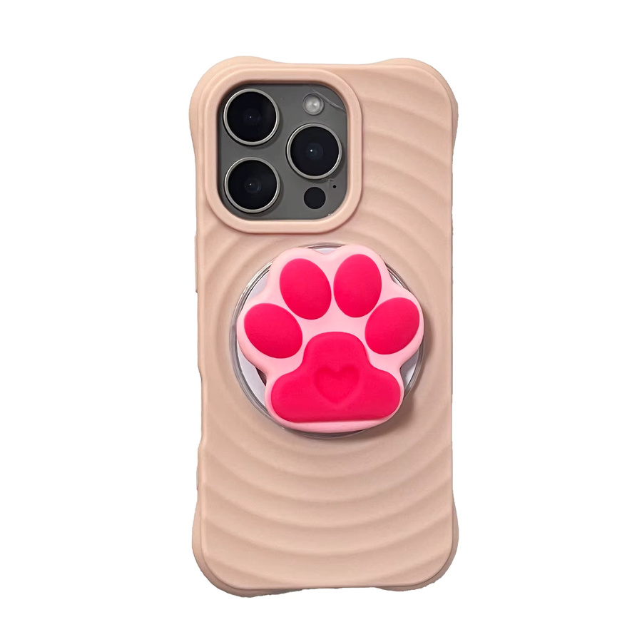 LS Handyhalter Grip Tok mit Cartoon-Katzenkrallen aus Silikon in Pink für iPhone 17 Pro Max und iPhone 16 Pro Max - Bild 1