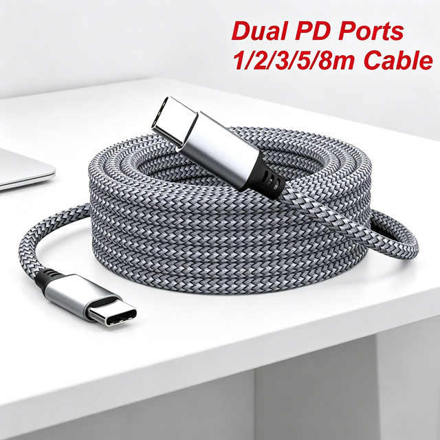 3M USB-C zu USB-C Verlängerungskabel 60W PD Schnellladekabel mit Datensynchronisation, Grau - Bild 1