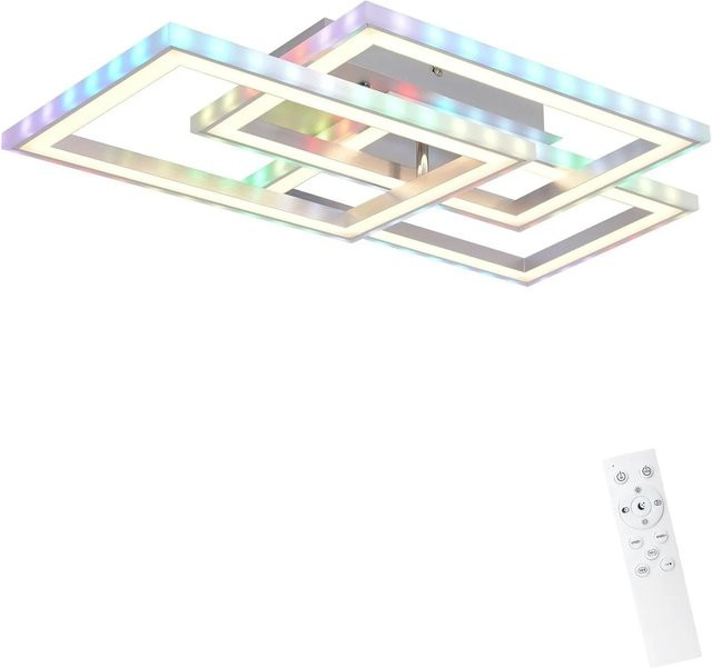 NETTLIFE LED Deckenleuchte aus Aluminium in Silber, dimmbar mit Fernbedienung und RGB-Funktion - Bild 1