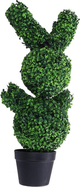 Künstlicher Hasen-Formschnittbaum von Sportssss mit Lichterkette in Grün, Höhe: 90 cm - Bild 1
