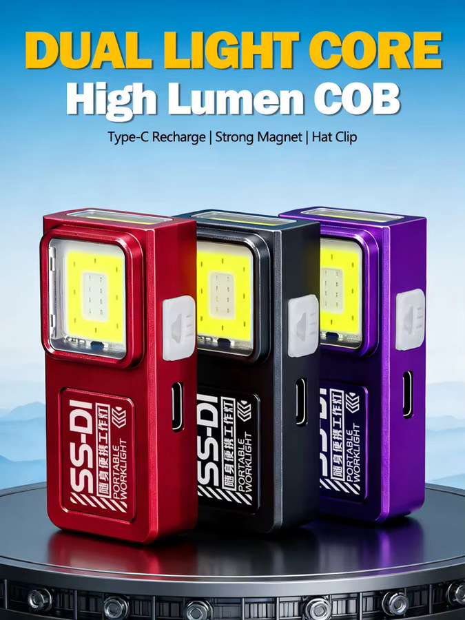 NEWBIRTH Mini COB LED Taschenlampe USB wiederaufladbar in Schwarz mit Clip und Magnet für Camping und Wandern - Bild 5