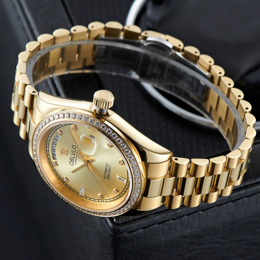 OBLVLO Armbanduhr, Automatik, Gelbgold, Diamant, Herren - Bild 3