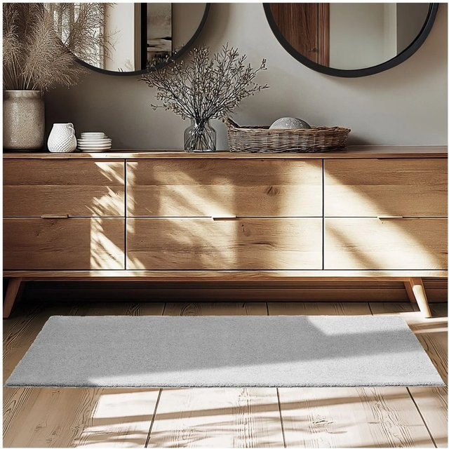 Tectake Kurzflorteppich Soft Zone in Grau mit flauschiger Oberfläche, B/B/H: 80 x 150 x 1,50 cm - Bild 1