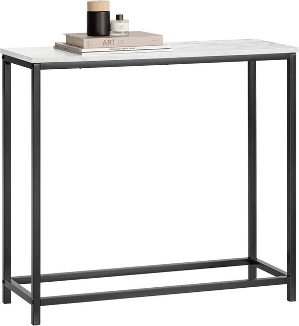 SoBuy Konsolentisch FSB29-SCH in Schwarz mit Marmorfolie und Metallgestell, B/T/H: 75 x 30 x 80 cm - Bild 1