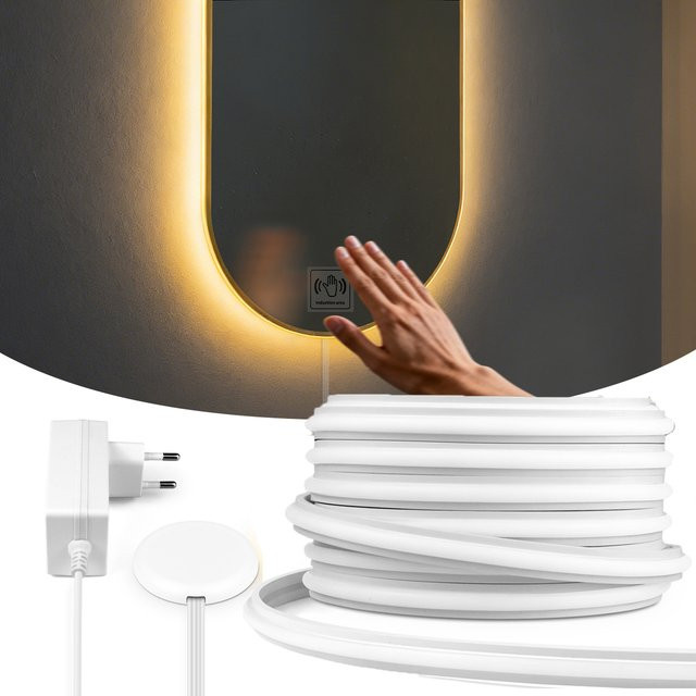 Rybakov Neon Cob LED-Streifen mit Touch-Sensor, dimmbares Silikon-Neonband für Unterschränke in Weiß, Naturweiß oder Warmweiß - Bild 1