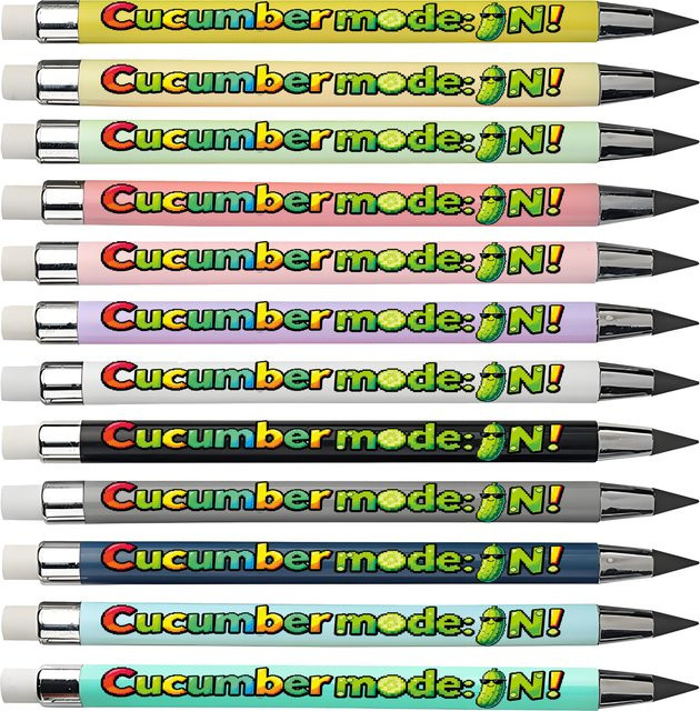 Ewige Bleistifte mit lustigem Gurkenmuster in Schwarz und Multicolour, nicht schärfend und bruchsicher, ideal für Studenten und die Schule - Bild 1