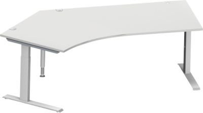 Schäfer Shop Genius Winkelschreibtisch MODENA FLEX 135 Grad mit C-Fuß-Rechteckrohr, Ansatz links, lichtgrau, Breite: 216,5 cm - Bild 1