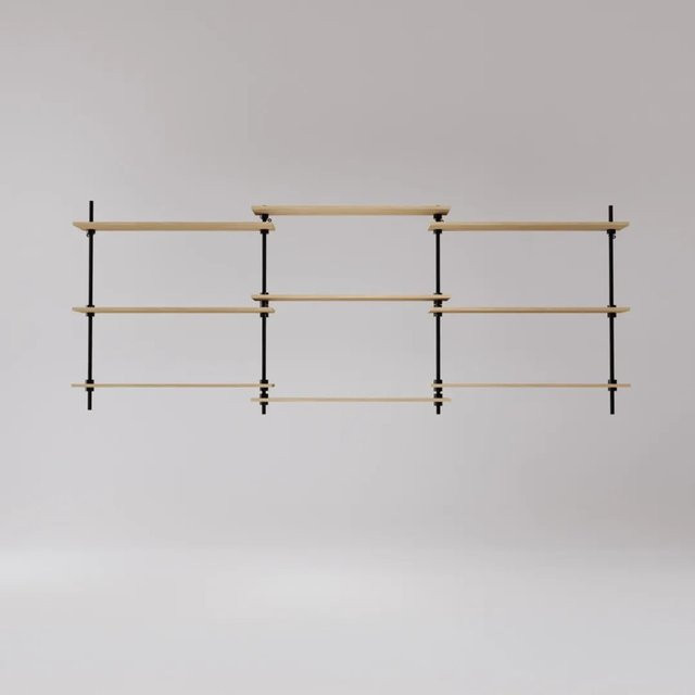 AR Shelving Deco Set Regal in Anthrazit-Eiche mit Stahl, B/T/H: 92,5 x 17,5 x 235 cm - Bild 1