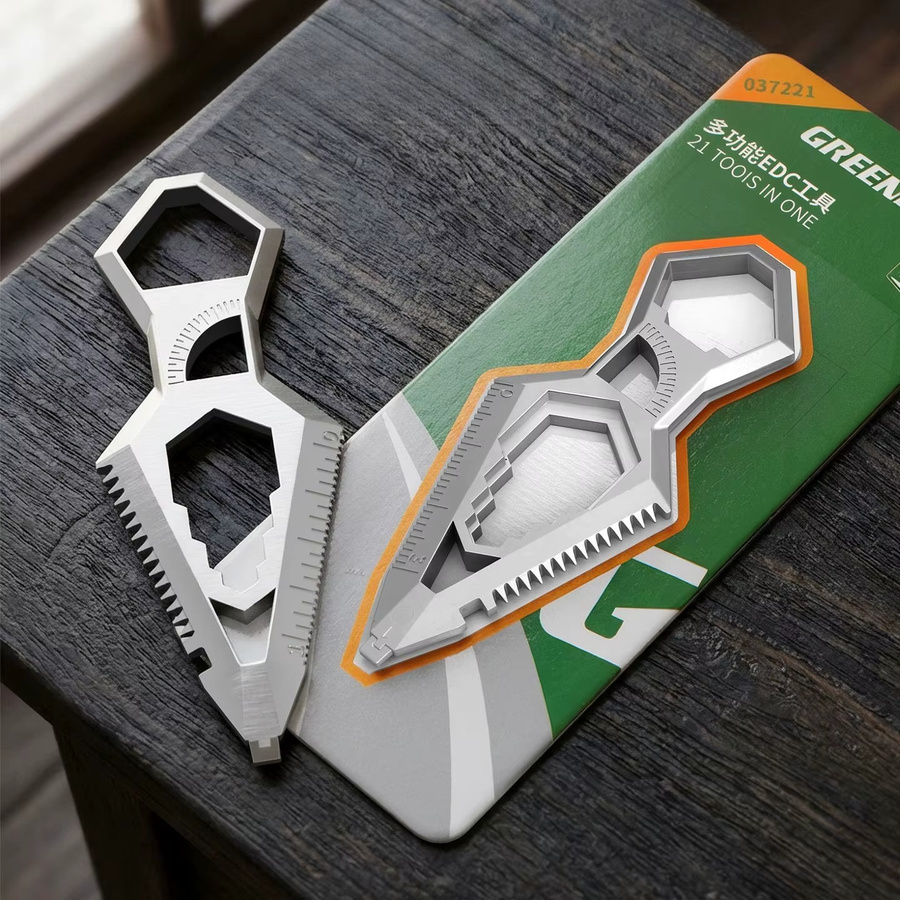 JIMIHOME EDC Multitool 10-in-1 Schlüsselanhänger in Silber mit Säge, Flaschenöffner und Boxöffner für Camping und Alltag - Bild 4