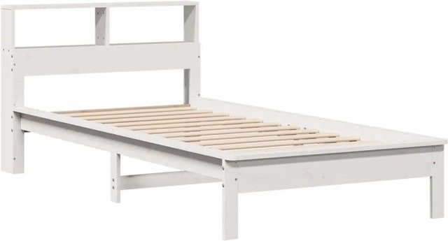 vidaXL Massivholzbett aus Kiefer mit Regal in Weiß, rustikaler Stil, B/T/H: 75 x 190 x 85 cm - Bild 1