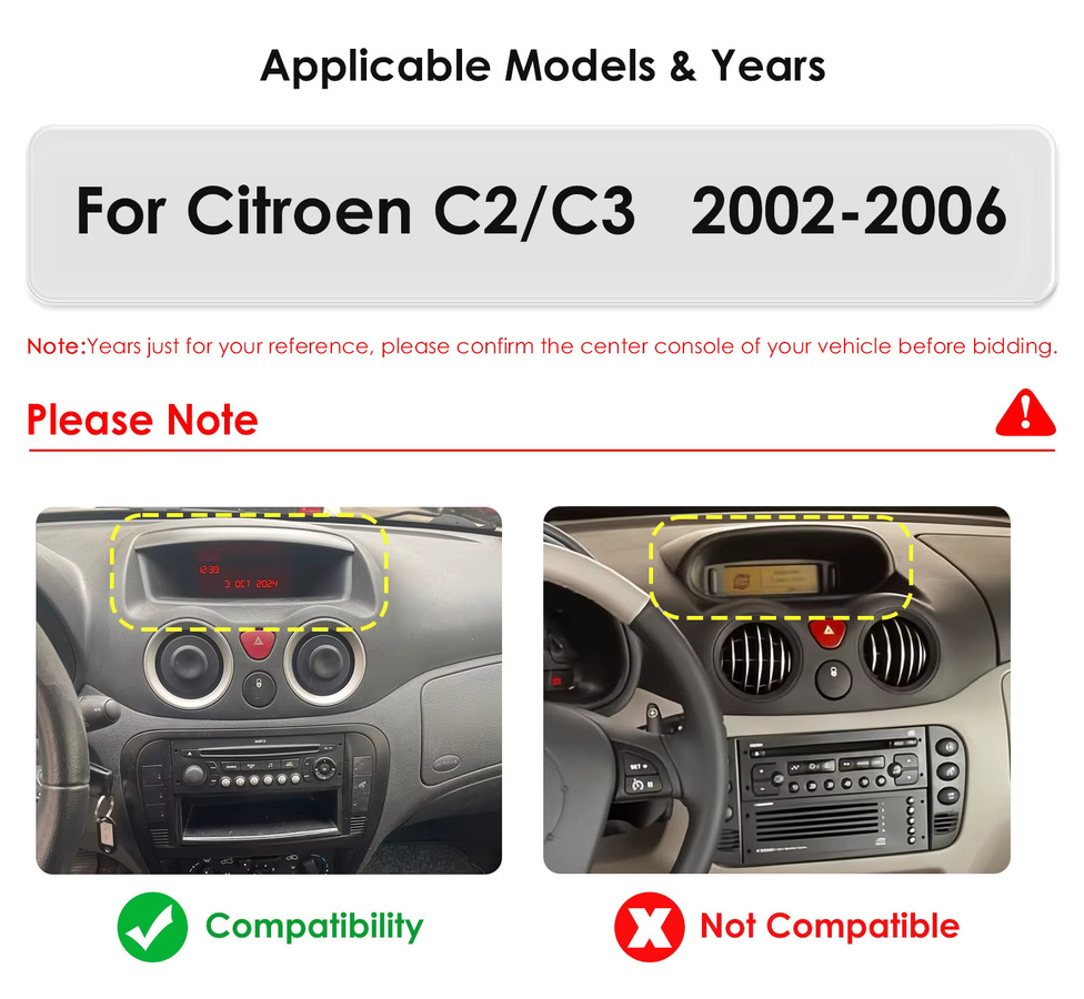 OSSURET Android-Autoradio für Citroen C2 C3 (2002–2006) mit kabellosem Carplay, GPS und Multimedia-Video-Player in Schwarz - Bild 3