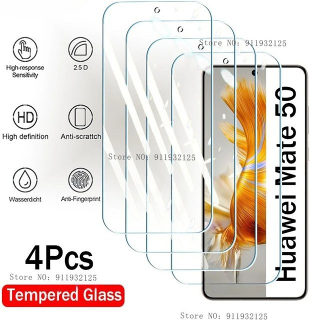 4er-Pack Displayschutzfolie aus gehärtetem Glas für Huawei Mate 70 RS Ultimate, Mate 60, 50, 30, 20 und Lite, transparent - Bild 1