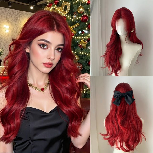 EASIHAIR Haarperücke, weinrot, lang gewellt, Damen - Bild 1