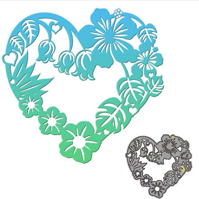 Metall Stanzform Herz Kranz mit Blumen für Scrapbooking und DIY Bastelarbeiten - Bild 1