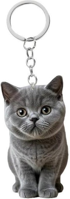 Schlüsselanhänger Kuhkatze, Britisch Kurzhaar, Acryl, Kinder, gray - Bild 1