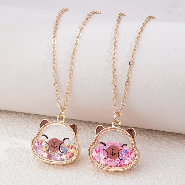 Elviragirl Halskette, Capybara-Pailletten-Anhänger, Roségold, Mädchen - Bild 1