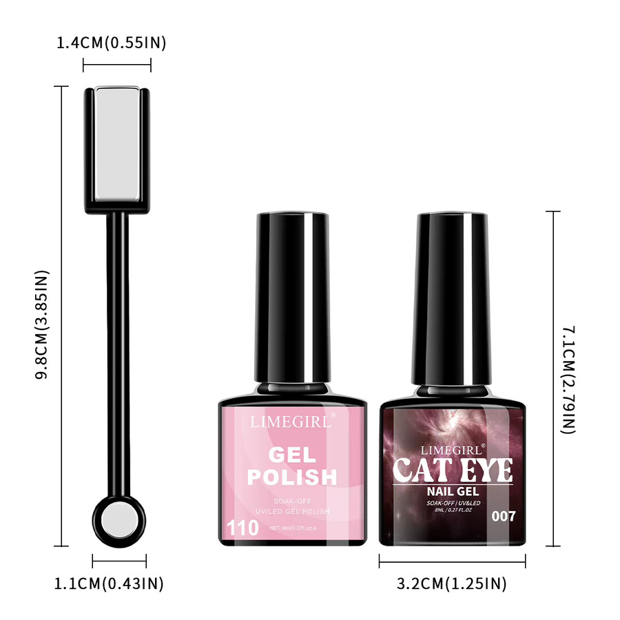 LIMEGIRL Cat Eye Gel Nagellack Set, 8 Farben, Schimmernd - Bild 2
