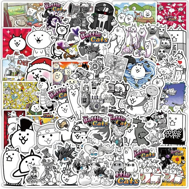 Kpustyle The Battle Cats Aufkleber Set mit lustigen Cartoon Katzen für Laptop, Telefon, Gitarre und Skateboard, Mehrfarbig - Bild 1