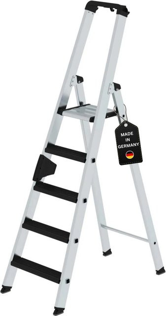 PROREGAL Stufen-Stehleiter Clip-Step Relax einseitig begehbar, 5 Stufen, Silber - Bild 1