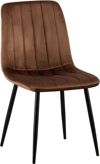 DELUKE Esszimmerstuhl LENZ aus Samt in Braun mit Metallgestell, H 88 cm x B 45 cm x T 53 cm - Bild 1