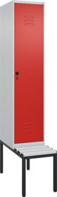 C+P Spind Classic PLUS Garderobenschrank mit Sitzbank, 1 Abteil, Lichtgrau, B/T/H: 212 x 40 x 81,5 cm - Bild 1