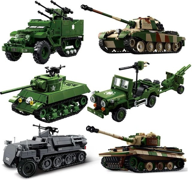 DBPALY MOC Modellbausteine Weltkrieg Gepanzertes Halbkettenfahrzeug in Grün - Bild 1