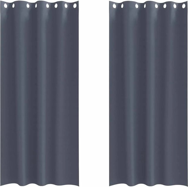 vidaXL Verdunkelungs-Vorhang aus Polyester in Anthrazit mit Ösen und thermischer Isolierung - Bild 1