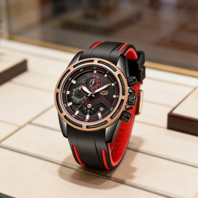 LIGE Armbanduhr Quarz, Silikon, Blau, Herren - Bild 1