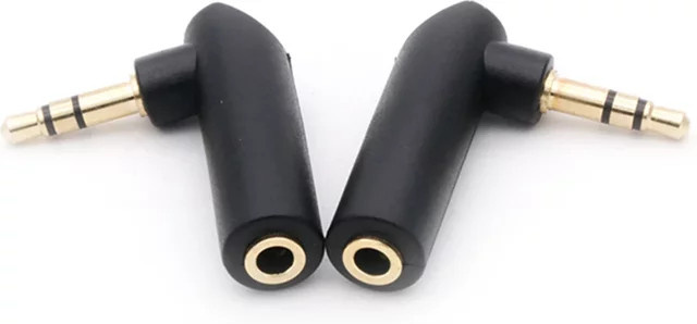 BSN Audio-Stereo-Adapter L-förmig, vergoldeter 3,5-mm-Klinkenstecker auf 3,5-mm-4/3-Pol-Stecker, schwarz - Bild 1