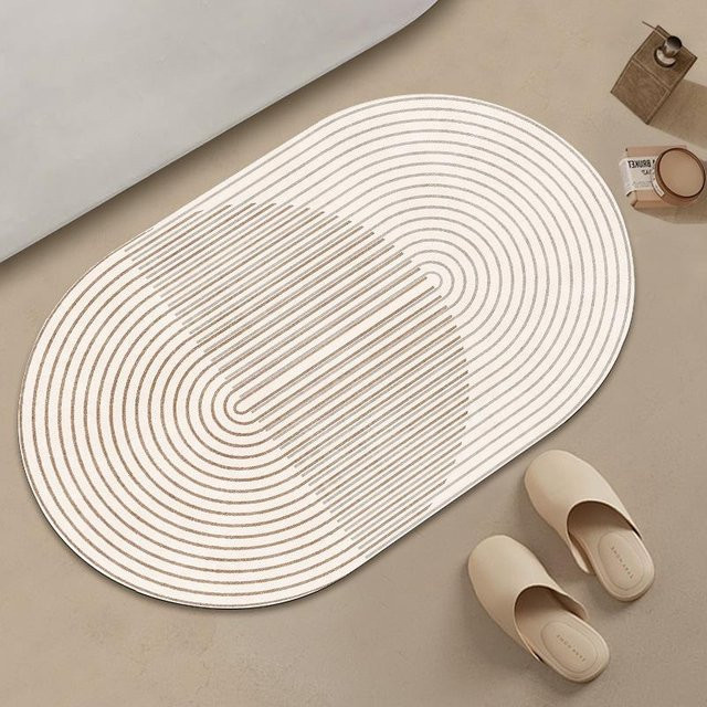 Yiran Furniture Wabi-Sabi Badezimmer Matte aus Diatomeenerde, oval und rutschfest, B/T/H: 90 x 60 x 1 cm - Bild 1