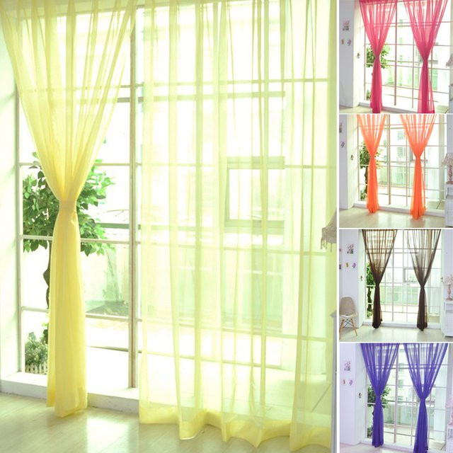 Beeinch Tüllvorhang aus Polyester, transparent, Deep Blue, Stangentaschenvorhang für Schlafzimmer, Küche, Wohnzimmer und Kinderzimmer - Bild 1