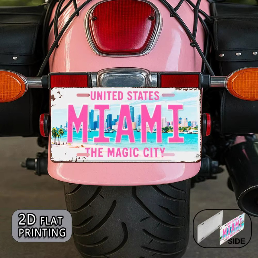 CIFBUY Miami Retro Metall-Aluminium Nummernschild Dekoratives Schild in Multicolour, B/H: 30,48 x 30,48 cm - Bild 3
