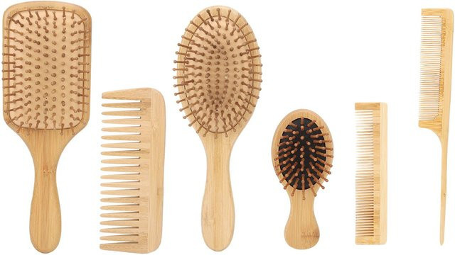 TOMTOP Kamm und Bürsten Set, 6 Stück, Bambus, Beige, Unisex - Bild 1