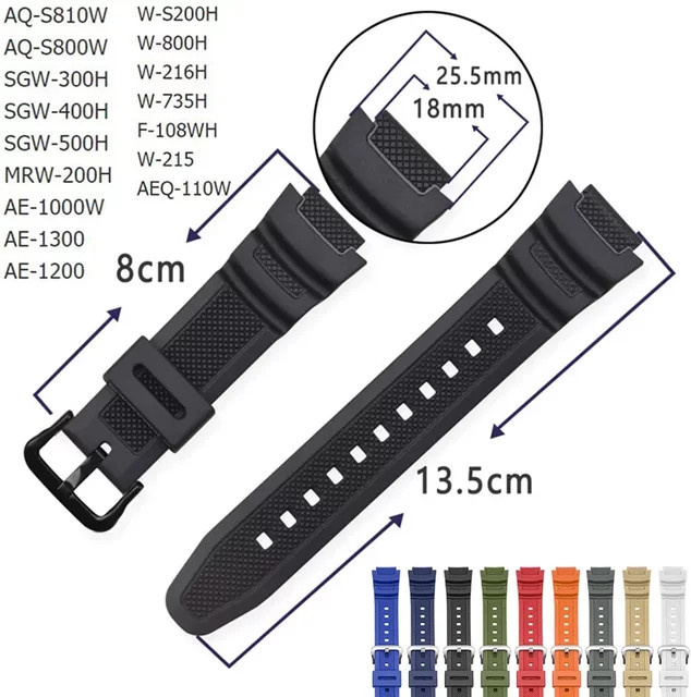 Casio Uhrenarmband Silikon, Schwarz, 18 mm, Unisex - Bild 1