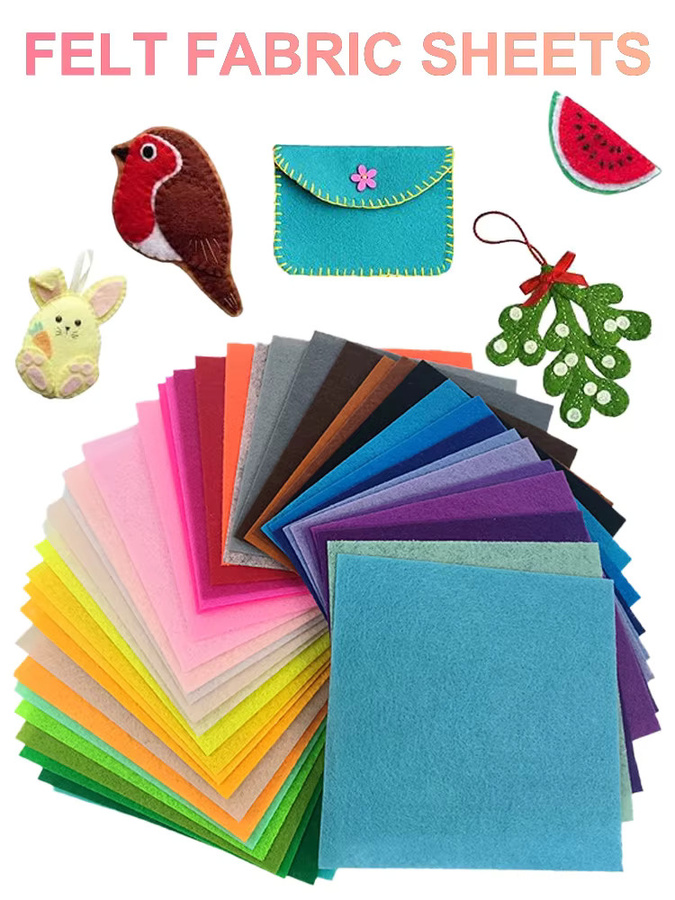 40 Stück quadratische Filzstoff-Sets in Multicolour, 1 mm Dicke, für Bastelarbeiten und Dekorationen - Bild 6