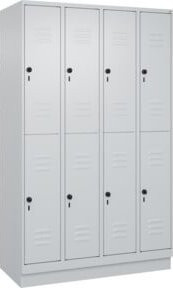 C+P Doppelstock-Spind Classic PLUS mit Sockel, 4 Abteile, Lichtgrau, H: 195 cm, B: 120 cm, T: 50 cm - Bild 1