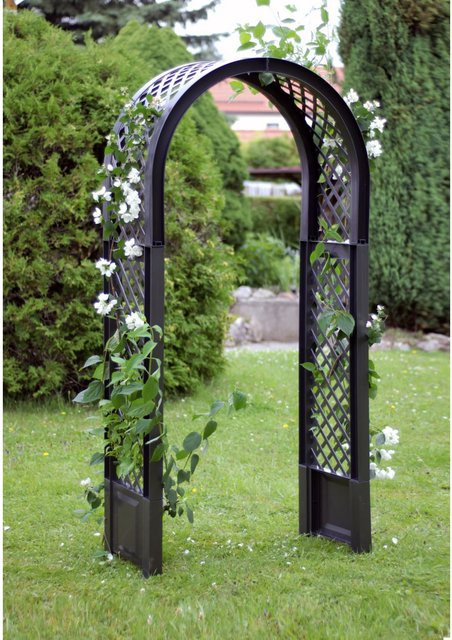 KHW Rosenbogen mit Erdspieß in Anthrazit für Garten und Terrasse - Bild 1