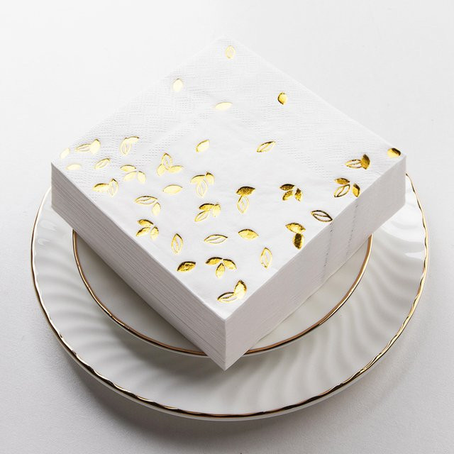 80 Stück Goldene Cocktailservietten aus Papier, 3-lagige Einweg-Partyservietten für Abendessen und Bars, 12,7 x 12,7 cm - Bild 1