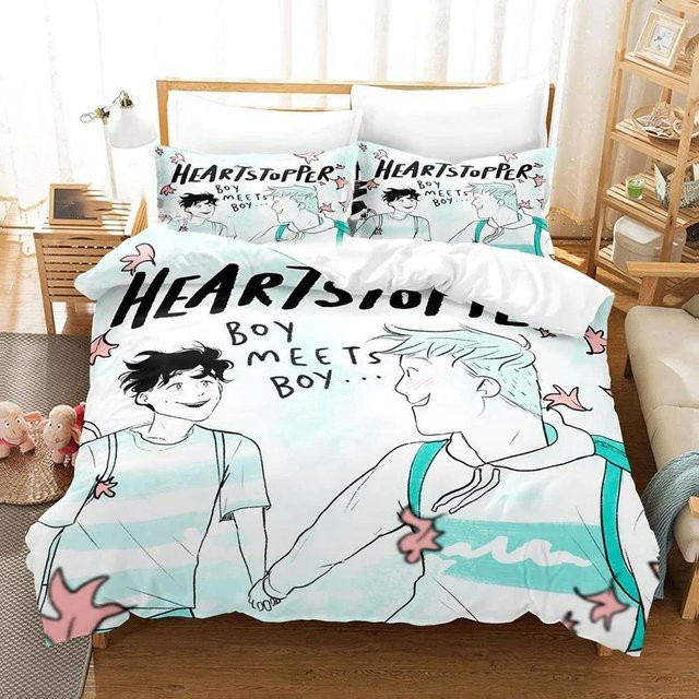 Heartstopper Bettwäscheset mit Grafikdesign aus Mikrofaser, Mehrfarbig, 2-teilig - Bild 1