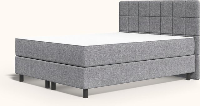 Emma Original Boxspringbett Komfort Hybrid in Grau mit klassischem Kopfteil und Holzfüßen, B/T: 180 x 200 cm - Bild 1