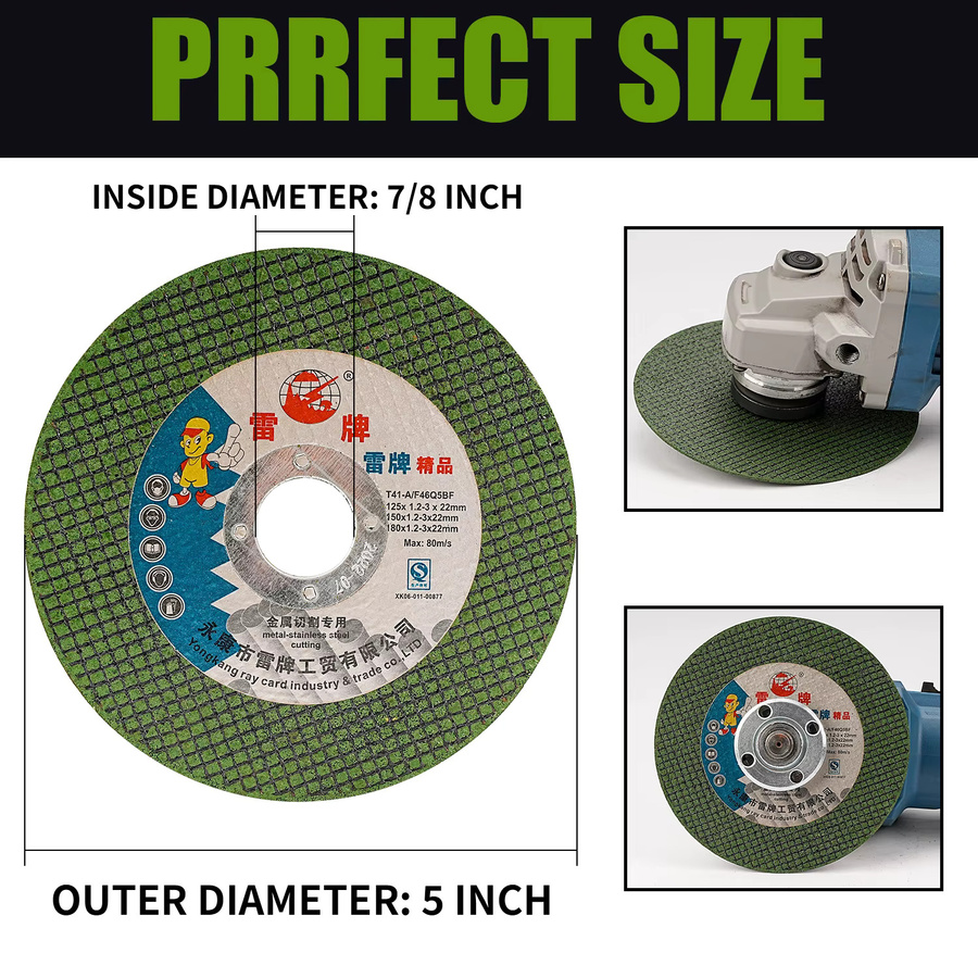 SI FANG Harz-Trennscheiben für Winkelschleifer, 10 Stück, grün, Durchmesser: 125 mm, faserverstärkt für Metall und Edelstahl - Bild 2