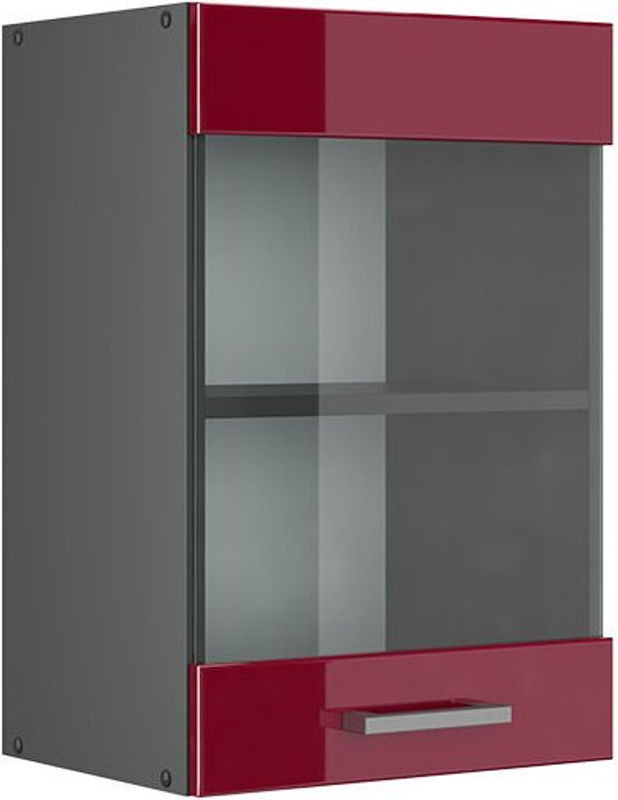 Vicco Küchenglasschrank R-Line Hängeschrank mit Drehtüren in Rot und Anthrazit, B: 40 cm - Bild 1