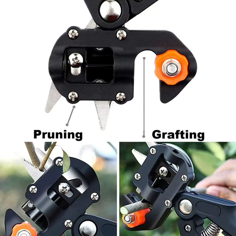 Professionelle Pfropfschere für den Garten mit zwei SK5-Schneidklingen in Schwarz zum Schneiden von Ästen und Obstbäumen - Bild 4