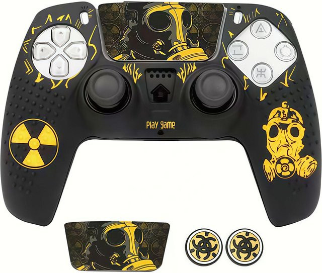 Sony Rutschfeste Silikon-Schutzhülle für PS5 Controller in Schwarz inklusive 2 Daumenstick-Kappen und 1 Aufkleber - Bild 1