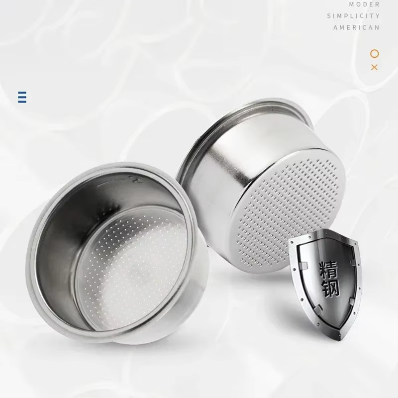 Edelstahl Kaffeefilterkorb für Delonghi und Breville Kaffeemaschinen, rund, Farbe: Silber - Bild 2