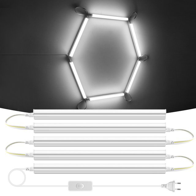 Lcamaw LED T5 Röhren Set Warmweiß mit Schalter und Netzkabel, 50 cm Länge - Bild 1