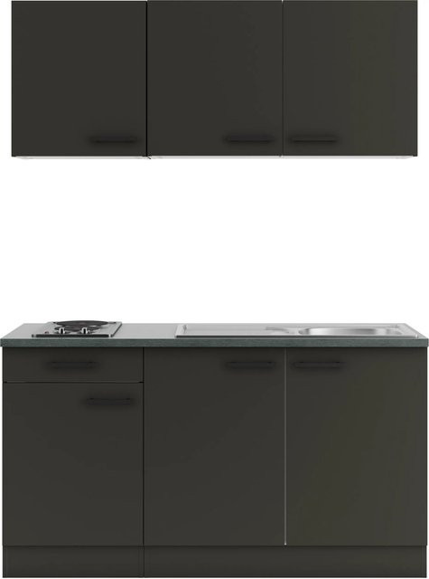 OPTIFIT Madrid420 Miniküche in Anthrazit mit modernem Design und mattem Finish, Breite: 150 cm - Bild 1
