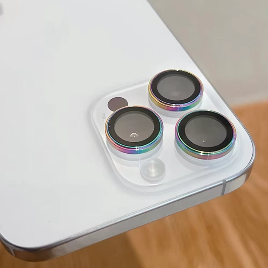 Xyun 3D Kameralinsen-Schutz aus gehärtetem Glas und Metall für iPhone 12 bis iPhone 17 Pro Max in Schwarz und Transparent - Bild 3