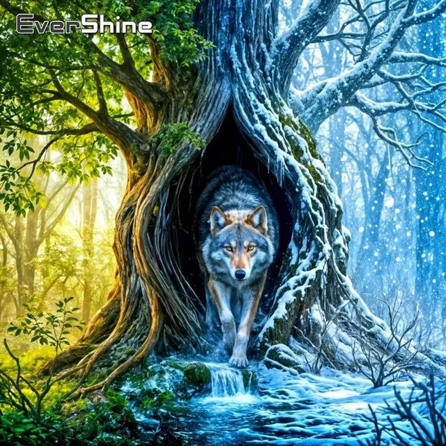 EverShine DIY Diamantmalerei Abstraktes Wolf und Hund Motiv mit Strass-Mosaik als Wanddekoration in Mehrfarbig - Bild 1