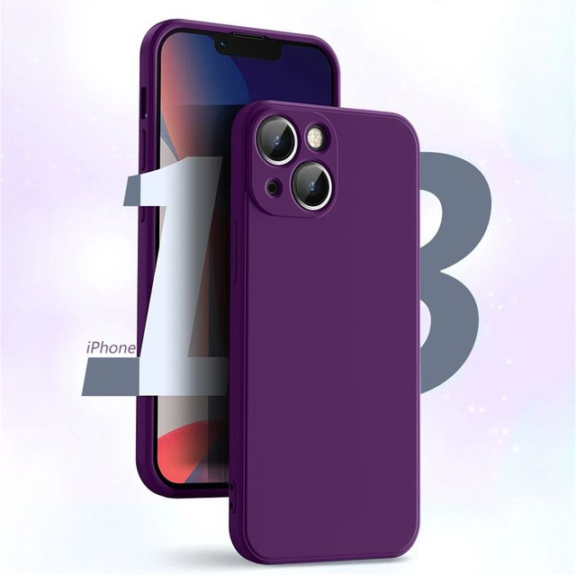 Schutzhülle aus flüssigem Silikon für iPhone 16, 15, 14, 13, 12, 11, Pro, Max, Mini, X, XS, XR, 7, 8 in Dunkelviolett - Bild 1
